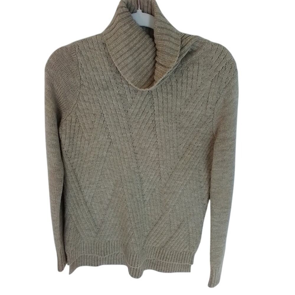 Vince Beige Shawl Collar Sweater Merino Alpaca Camel Blend Size S
